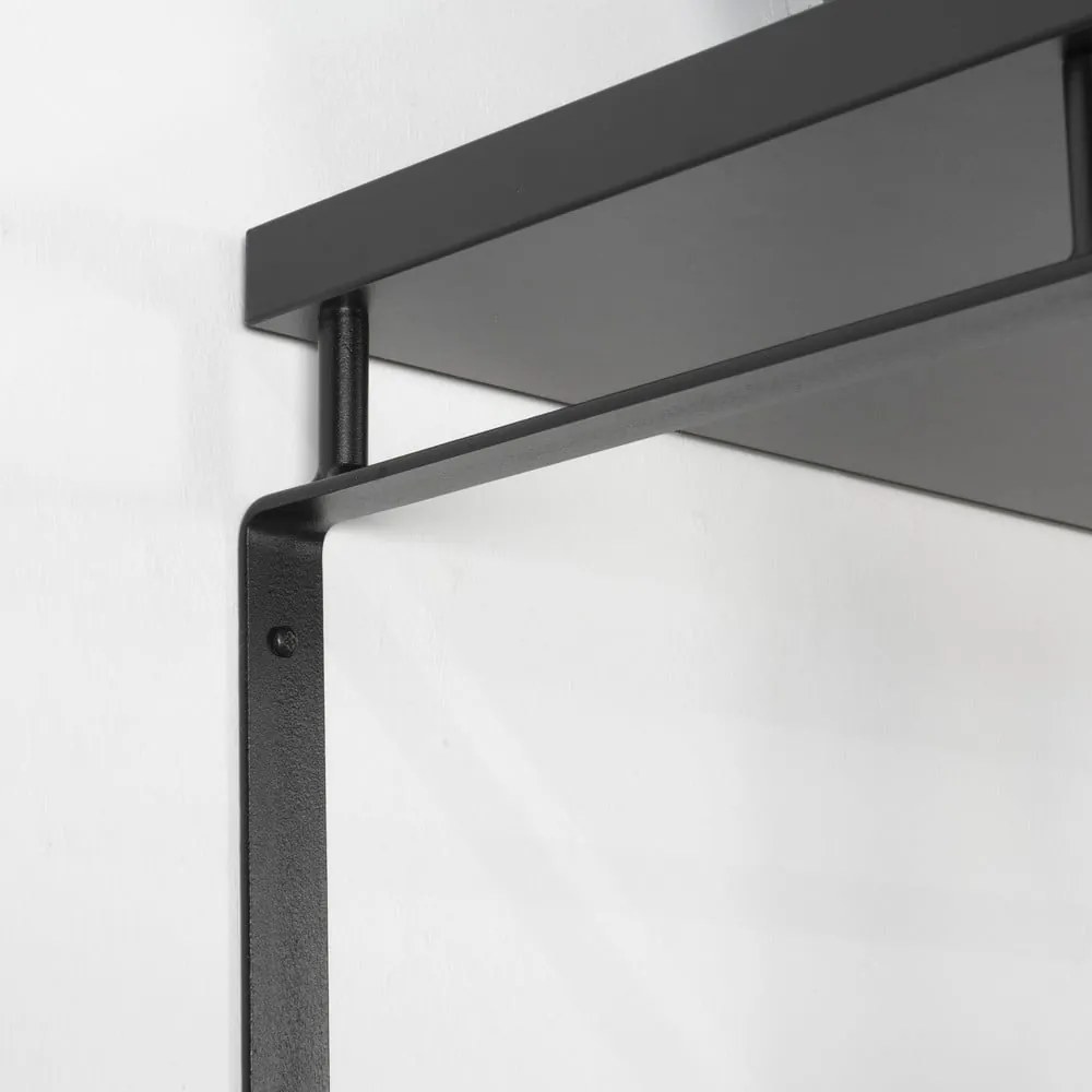 Czarny metalowy wieszak ścienny z półką 70 cm Rex – Spinder Design