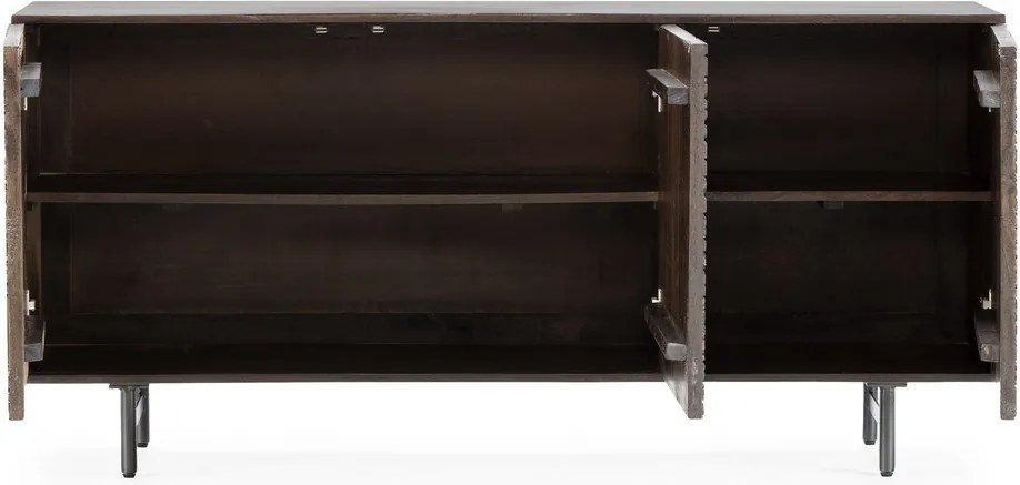 Ciemnobrązowa komoda z litego drewna mango 160x75x40 cm Kalai – MOME