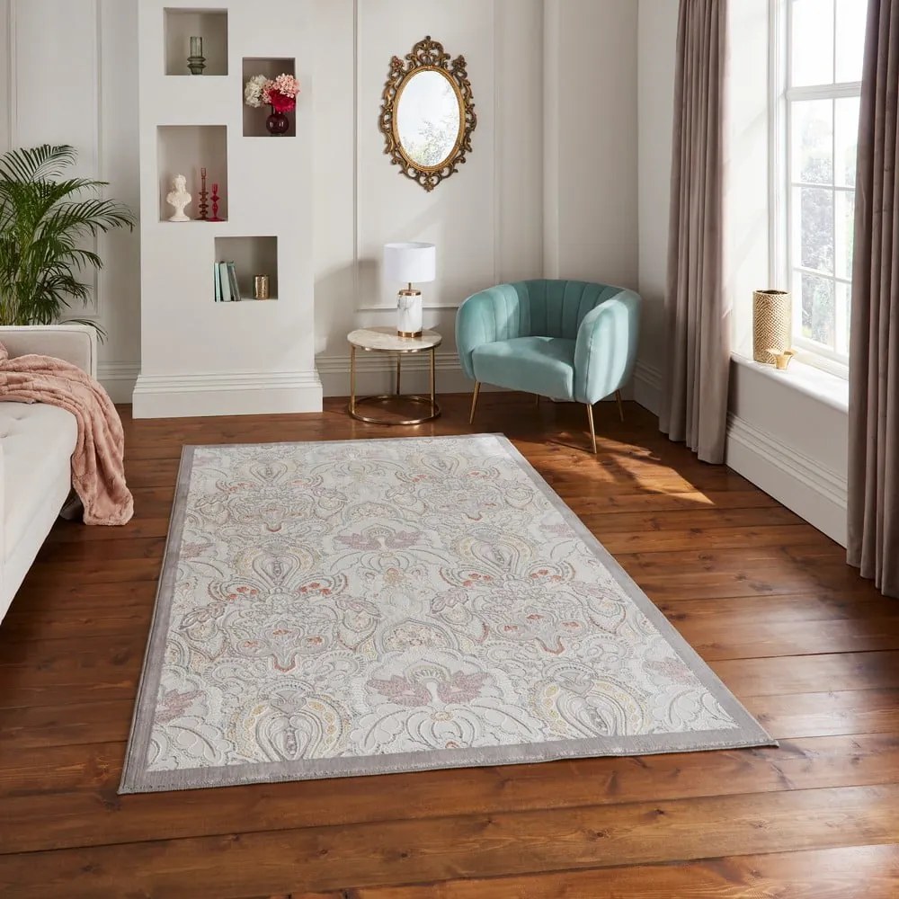 Dywan w kolorze kości słoniowej 120x170 cm Damask Pearl – Think Rugs