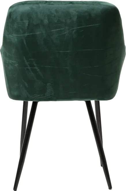 Ciemnozielone krzesło do jadalni MARLEN VELVET z czarnymi nogami