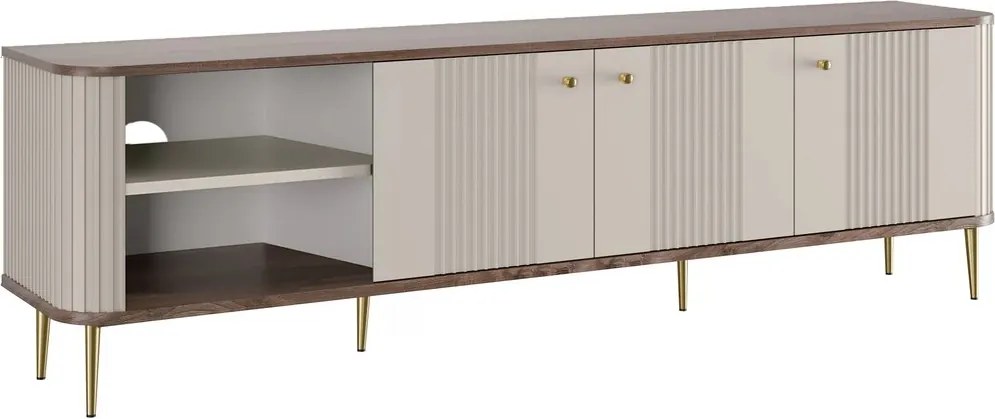 Szafka RTV Vesper 3D 187 cm - kaszmir / orzech / złote nogi