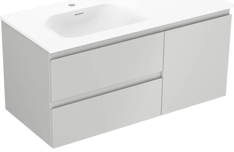 Mexen Orio szafka łazienkowa 100 cm z umywalką Vela lewą, 2S, 1D, szara mat/biała mat - 91A13-10047-3-BBFFF62-W23L01