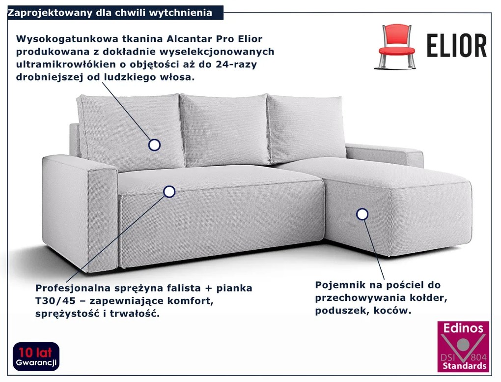 Jasnoszary nowoczesny narożnik tapicerowany G9-D86