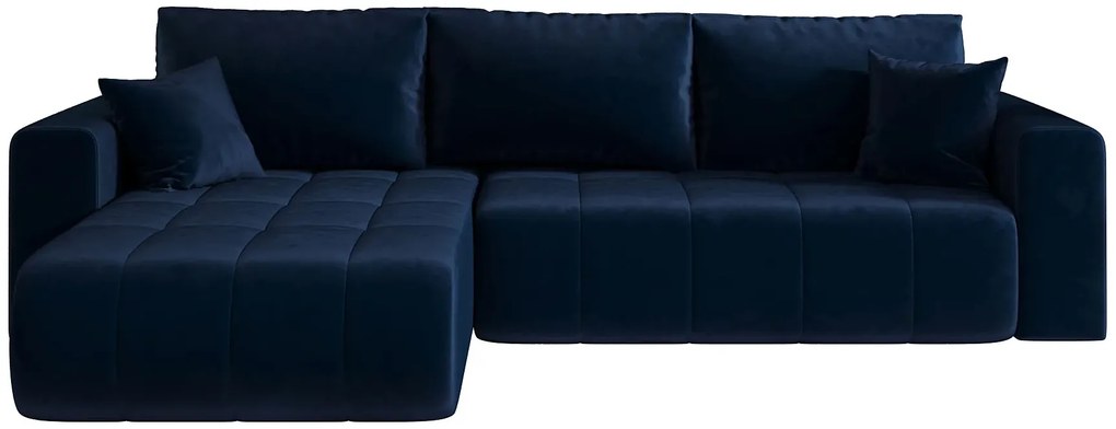 Granatowy welurowy narożnik w kształcie L T4-D16