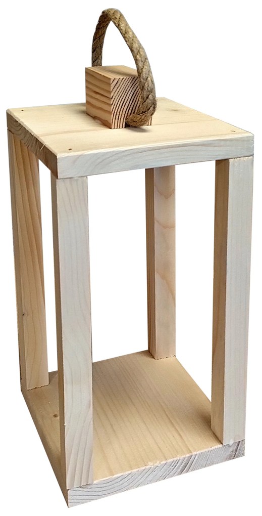 Lampion drewniany latarnia 38cm uchwyt baza pod stroik dekoracja