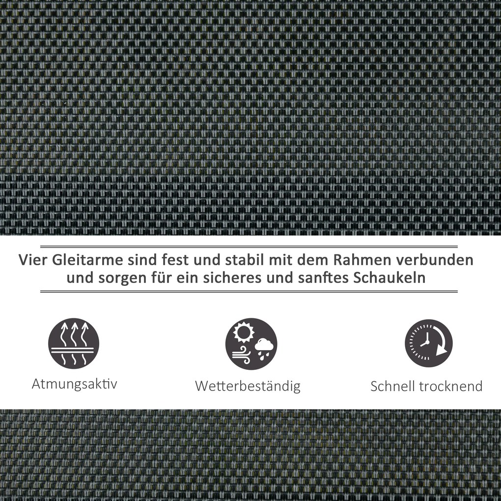 Outsunny Ławka bujana ogrodowa 3 osobowa metalowa czarna solidna konstrukcja 151x75x85 cm | Aosom PL