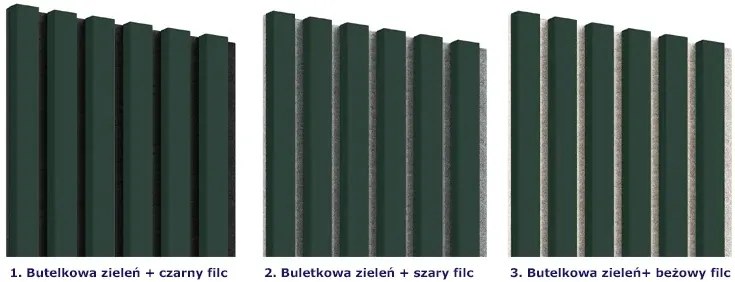 Akustyczne panele lamelowe 2 szt. butelkowa zieleń K1-K83