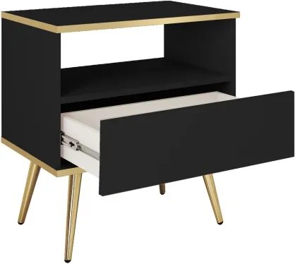 ORIANA Szafka nocna S 54 czarna | nogi złote