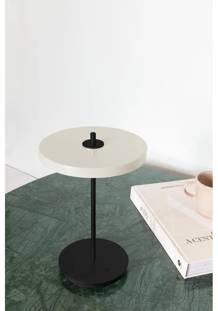 Czarno-biała metalowa lampa stołowa LED z metalowym kloszem (wysokość 31 cm) Asteria Move – UMAGE