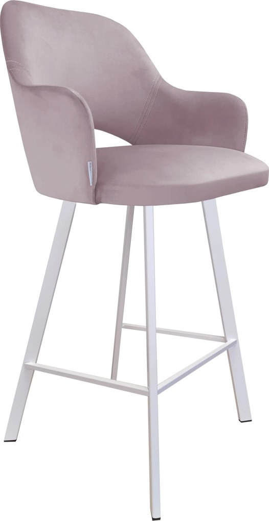 Hoker Milano krzesło barowe tkanina Welur podstawa metalowa : Kolor nogi - Biały profil, Kolor tkaniny - VELVET - MG55, Typ siedziska - Siedzisko stałe