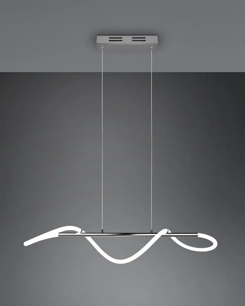 Metalowa lampa wisząca LED ze ściemniaczem w kolorze srebra Argos – Reality