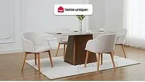 Zestaw 2 krzeseł z podłokietnikami ze sztruksu i drewna kauczukowego - Kremowy - JELISA