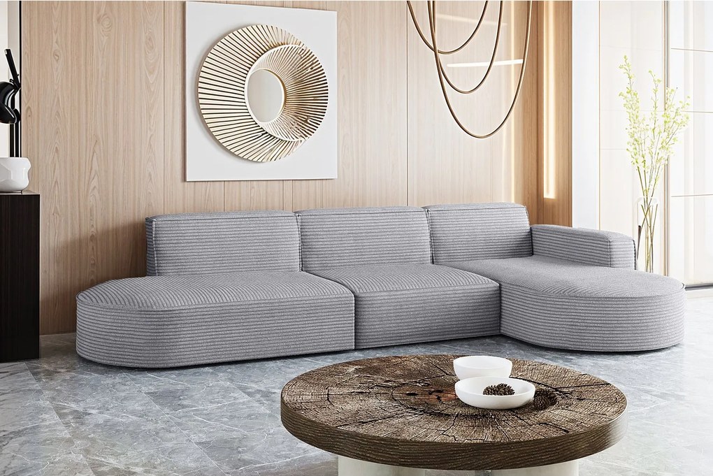 Narożnik w kształcie L Modena L, tkanina Poso, Jasnoszary, Prawy