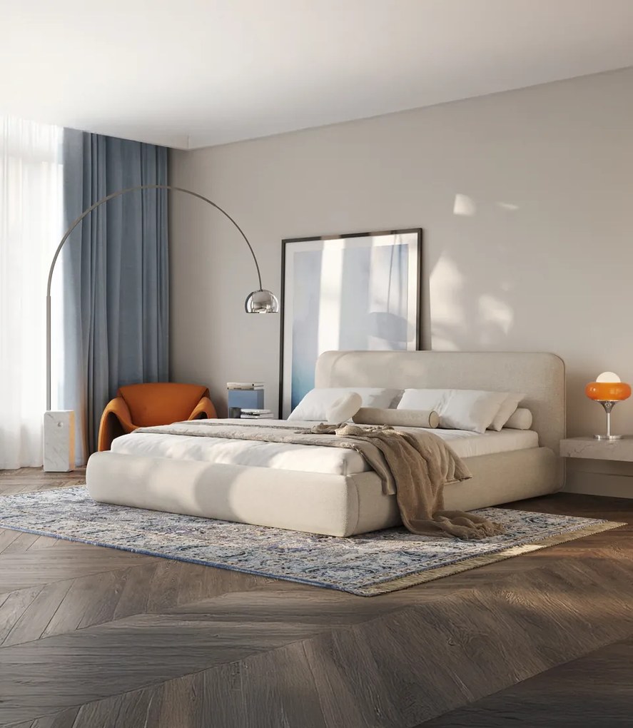 Łóżko Odette 160x200, tkanina STORM 02, stelaż metalowy