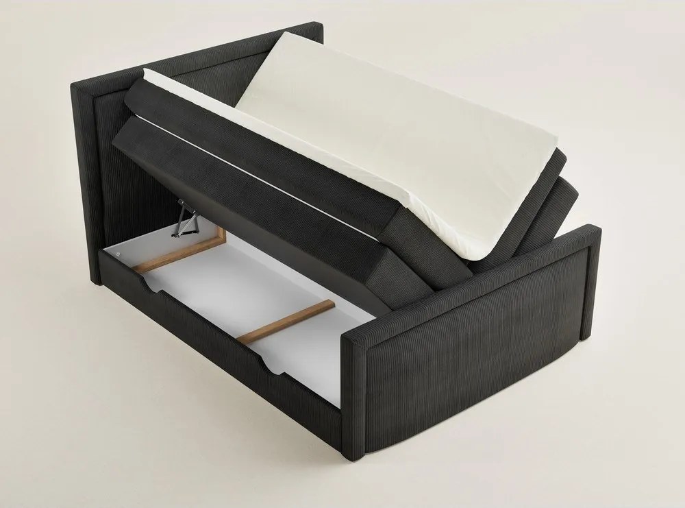 Antracytowe łóżko kontynentalne ze schowkiem 160x200 cm Fresco – Maison de Rêve