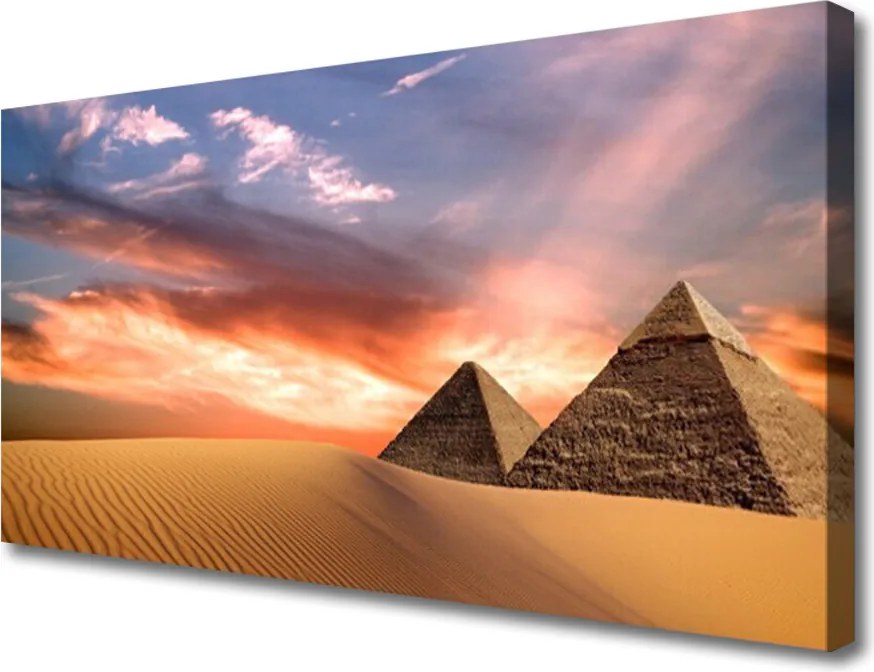 Fotoobraz na płótnie Pustynna Panorama z Piramidami