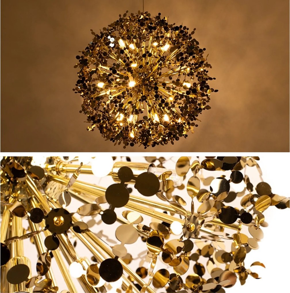 Designerska lampa wisząca Monete 65, złota