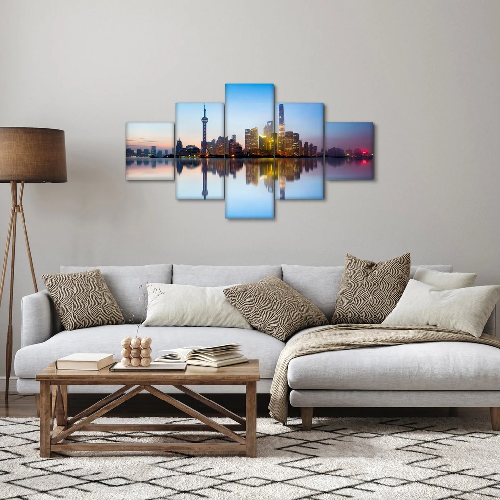 Obraz porannego nieba nad Szanghajem (125x70 cm)