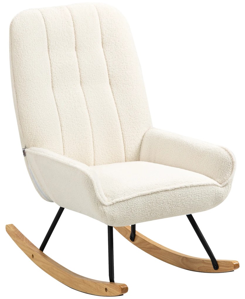 HOMCOM Fotel Bujany z Sherpa-Vlies Naturalny i Kremowy Wygodny Fotel do Relaksu 63x95x97cm | Aosom PL