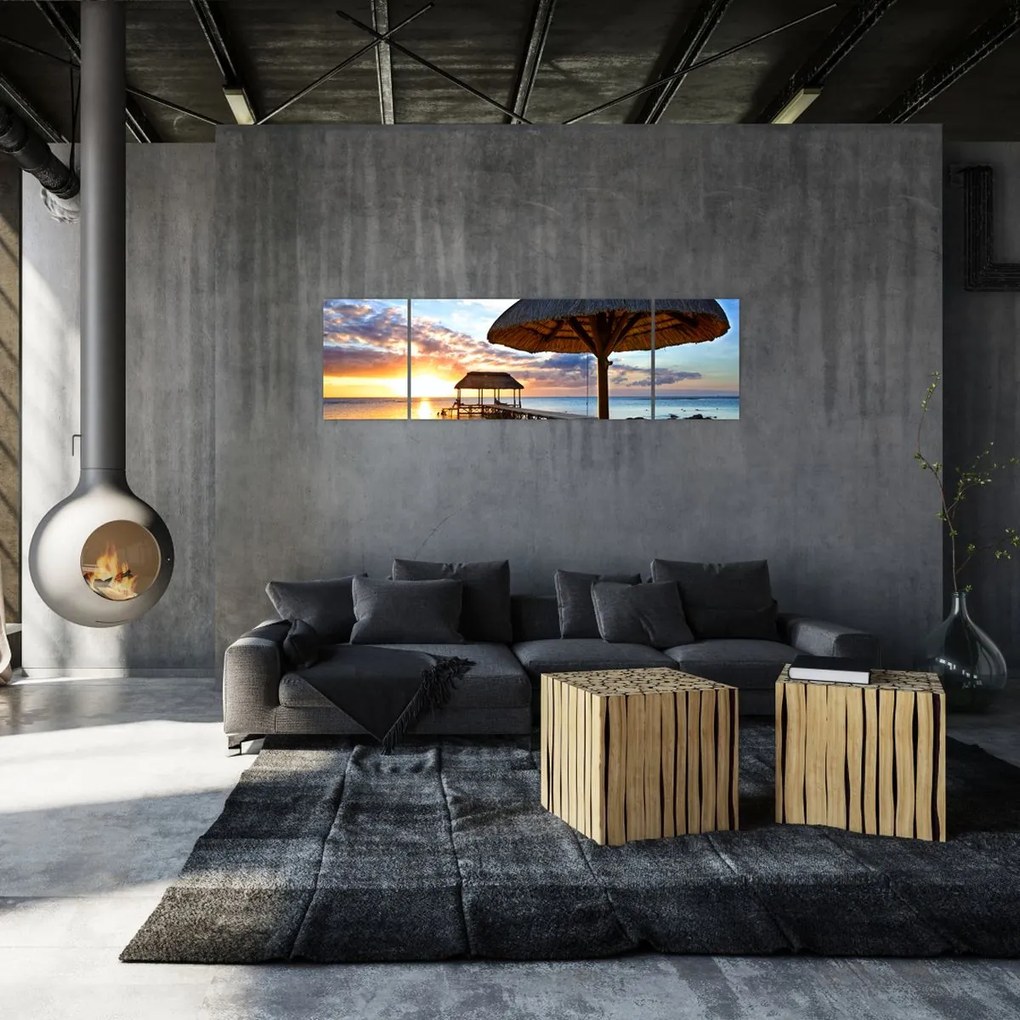 Obraz - Zachód słońca na Mauritiusie (170x50 cm)