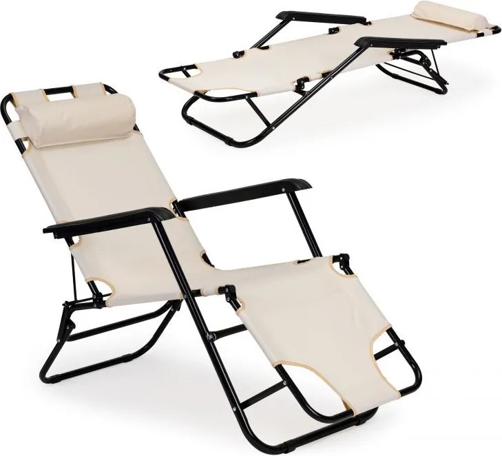 Regulowany leżak ogrodowy składany Tenero 010, beżowy