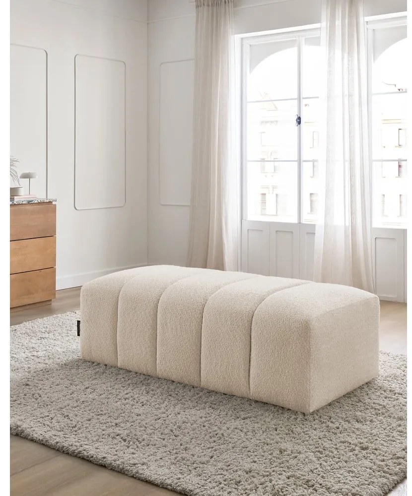 Beżowy podnóżek z materiału bouclé Annecy – Bobochic Paris