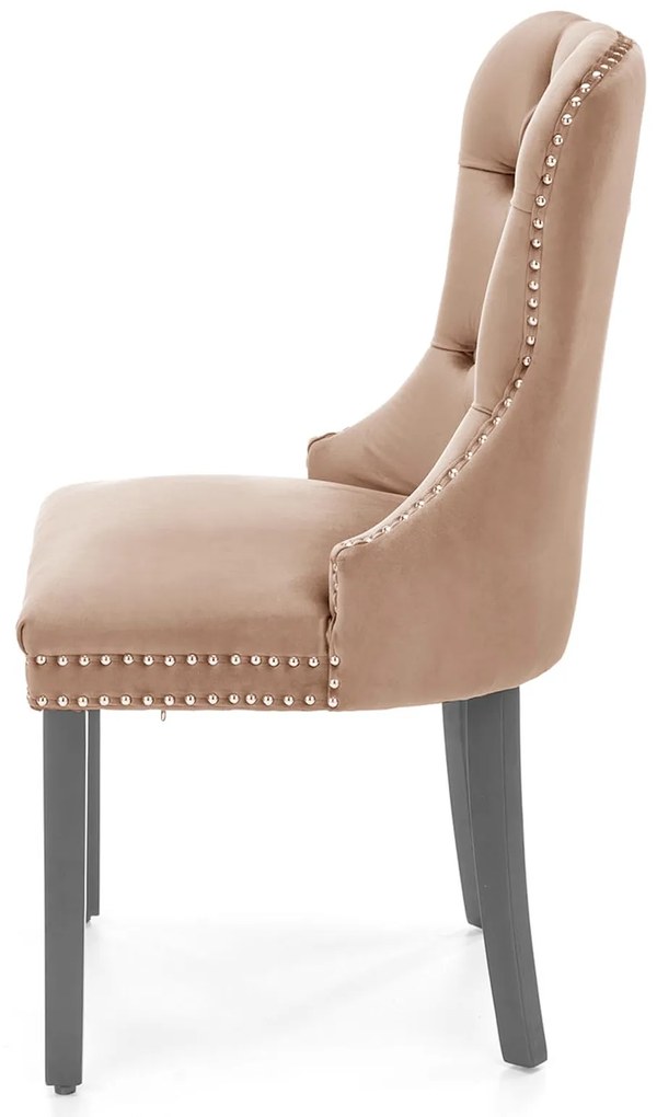 Krzesło tapicerowane czarny/beż welur pikowane kołatka MIYA