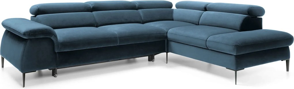 Granatowy nowoczesny narożnik z zagłówkami do salonu Z7-H48