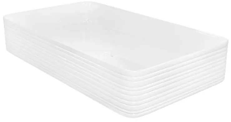 Umywalka ceramiczna nablatowa prostokątna ryflowana biała 67 x 38 cm LAMI