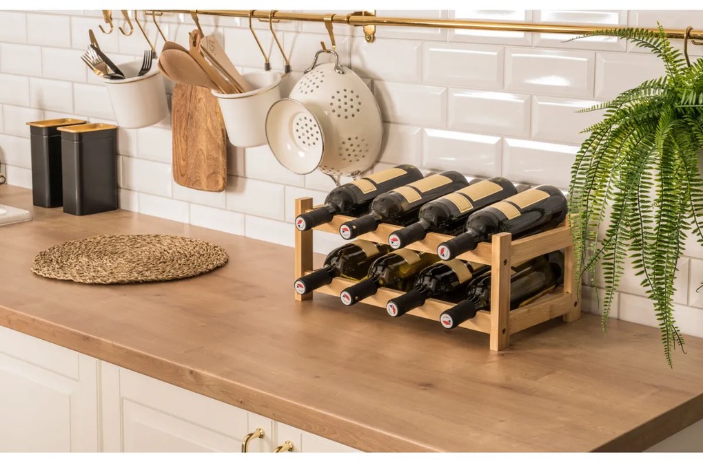 G21 Bambusowy regał na wino, 8 butelek, S