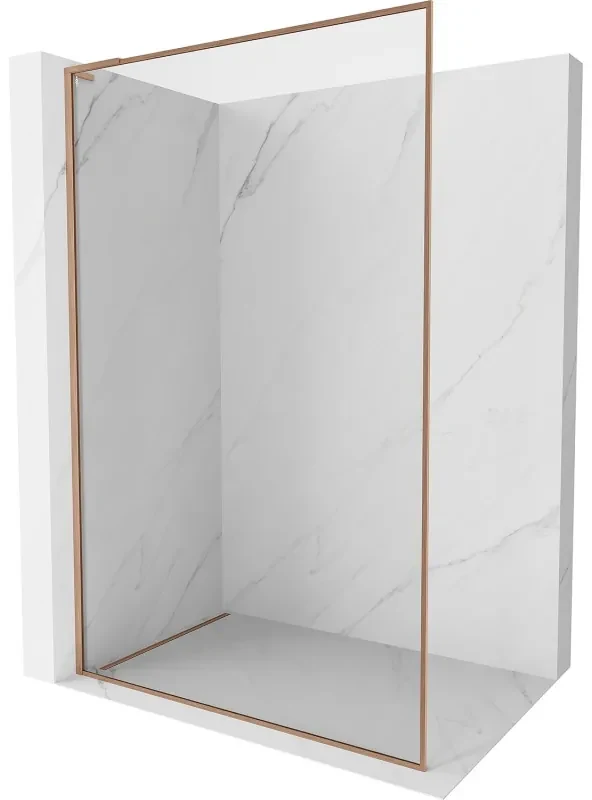 Mexen Kioto-F L ścianka prysznicowa Walk-in z ramką 95 x 202 cm, transparent 8 mm, miedź szczotkowana - 800-095-174-65-00
