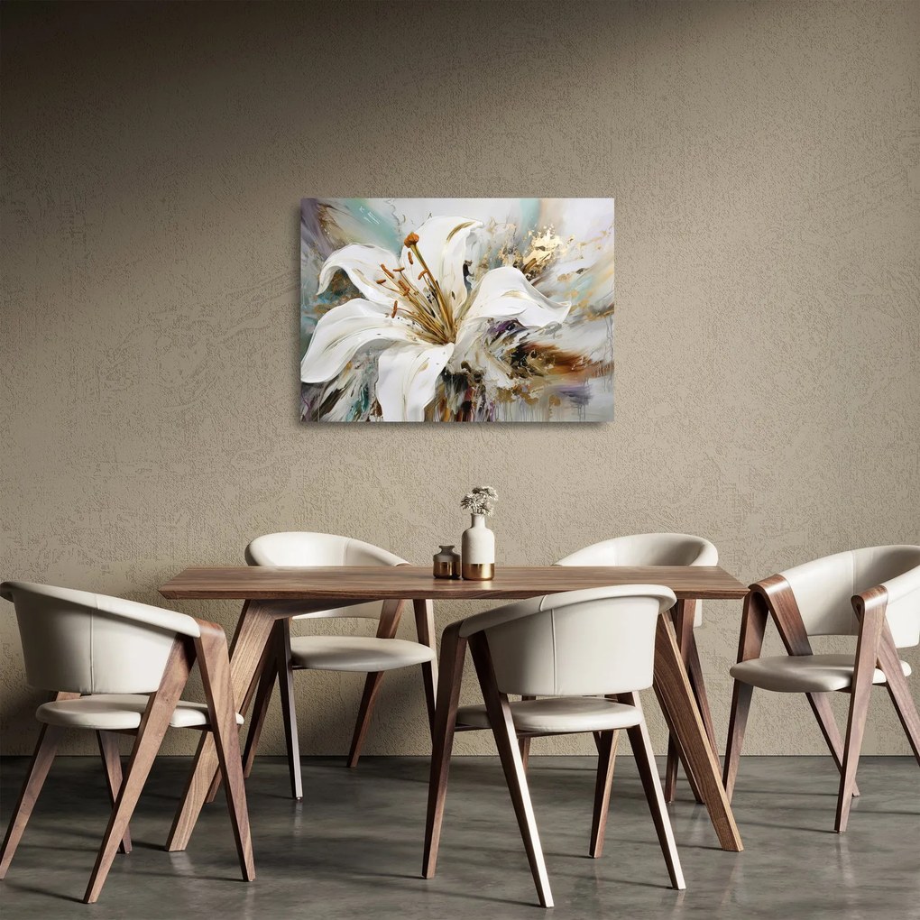 Obraz na szkle - Abstrakcja z lilią (70x50 cm)