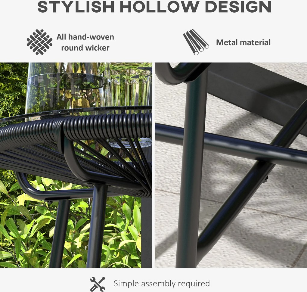 Outsunny Stolik Ogrodowy Boho Czarny 50x50x50cm | Aosom PL