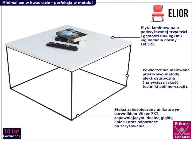 Minimalistyczny stolik kawowy z białym blatem Aliza