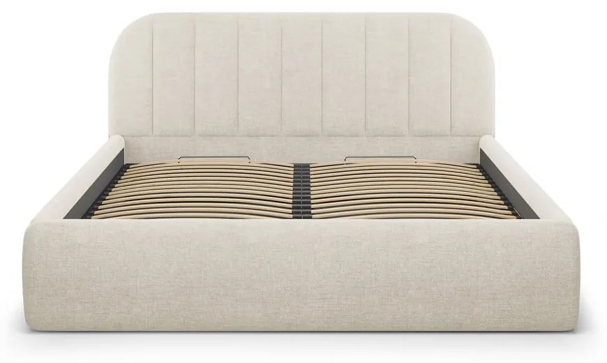 Kremowe tapicerowane łóżko dwuosobowe ze schowkiem ze stelażem 180x200 cm Juno – Windsor &amp; Co Sofas
