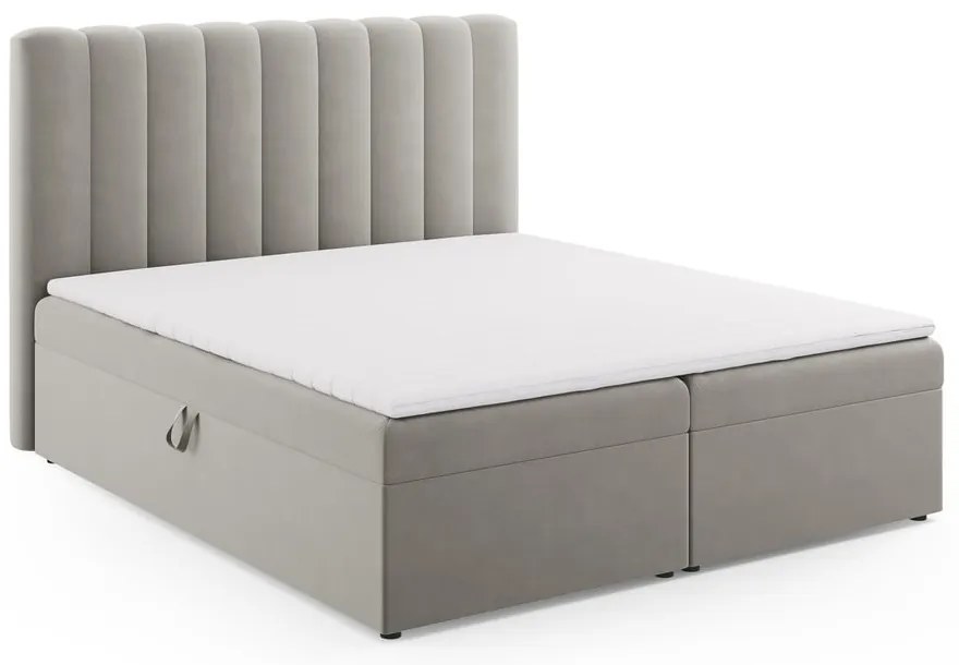 Szare łóżko boxspring ze schowkiem 180x200 cm Gina – Milo Casa