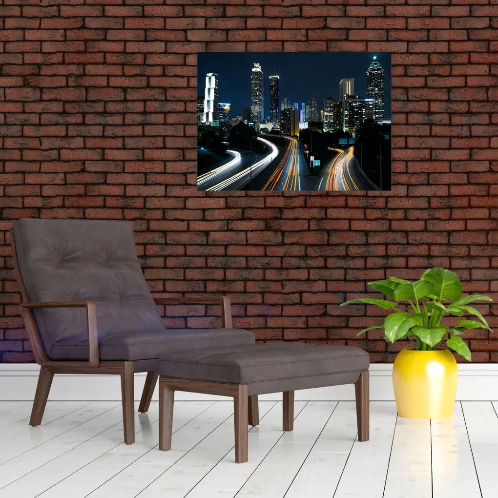 Obraz na szkle - nocna metropolia (70x50 cm)