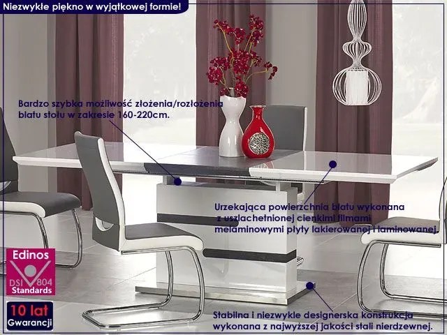Stół rozkładany biały + popiel T9-S53