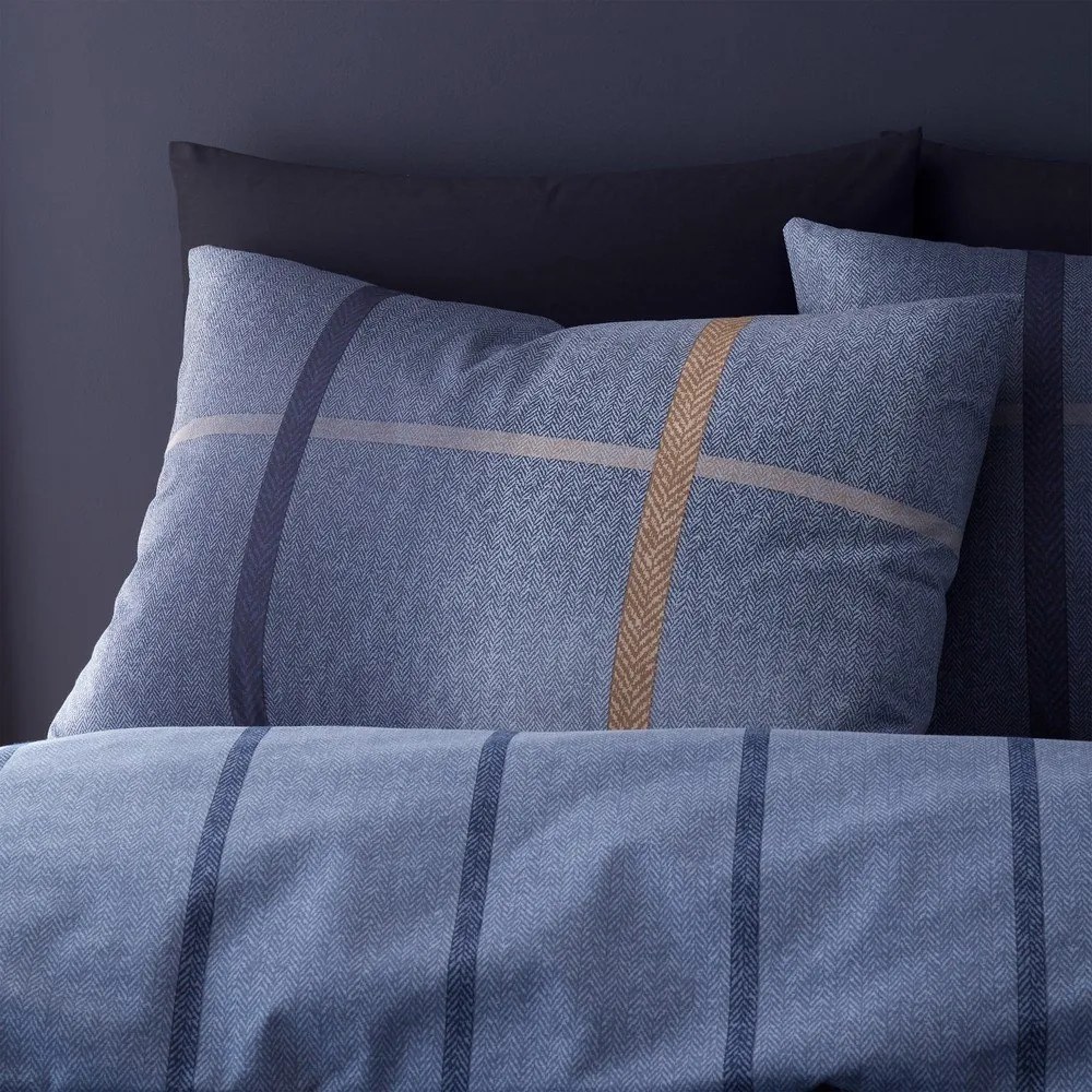 Ciemnoniebieska flanelowa pościel dwuosobowa 230x220 cm Melrose Tweed Check – Catherine Lansfield