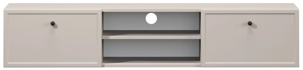 Szafka RTV wisząca Lorini 150 cm z szufladami - kaszmir / czarne uchwyty