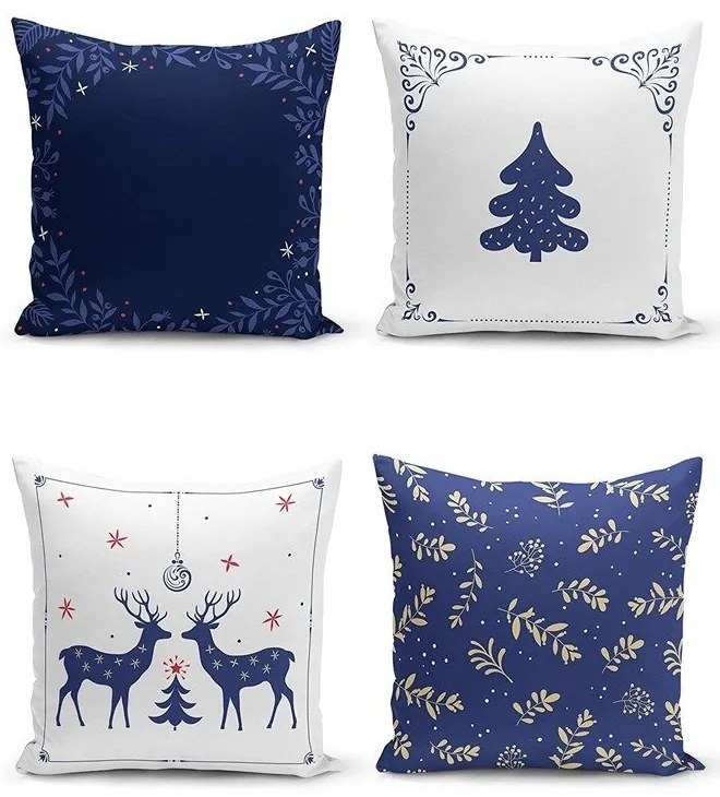 Poszewki na poduszki ze świątecznym motywem zestaw 4 szt. 43x43 cm Blue Christmas – Mila Home