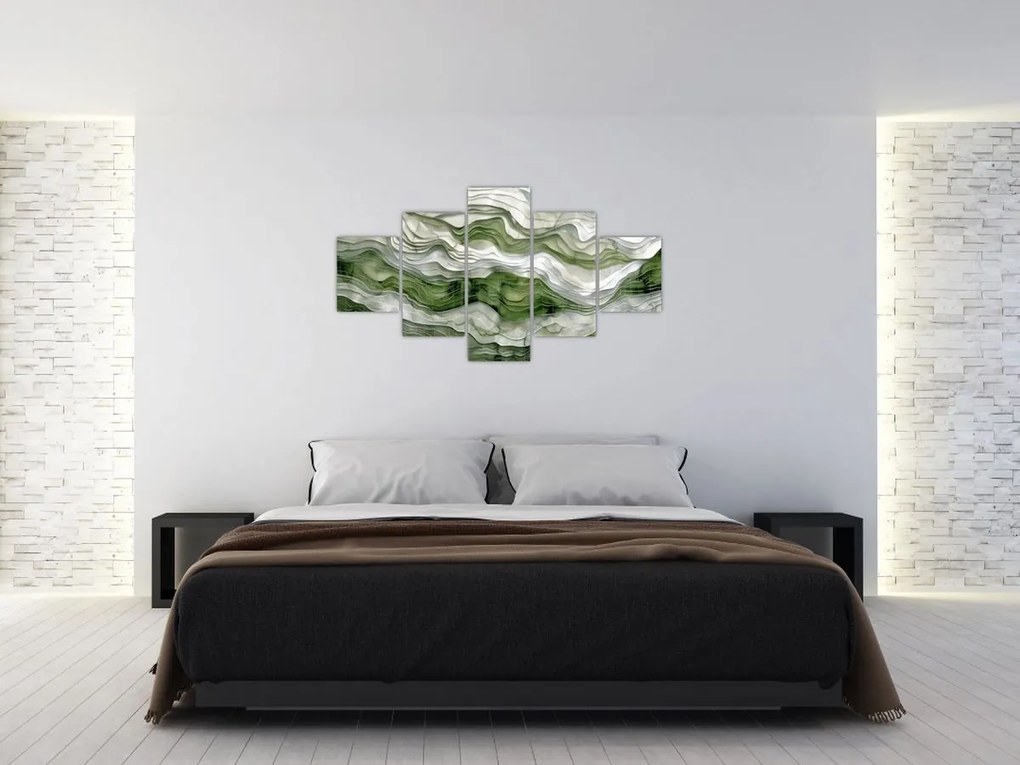 Obraz - Zielone i białe zmarszczki (125x70 cm)