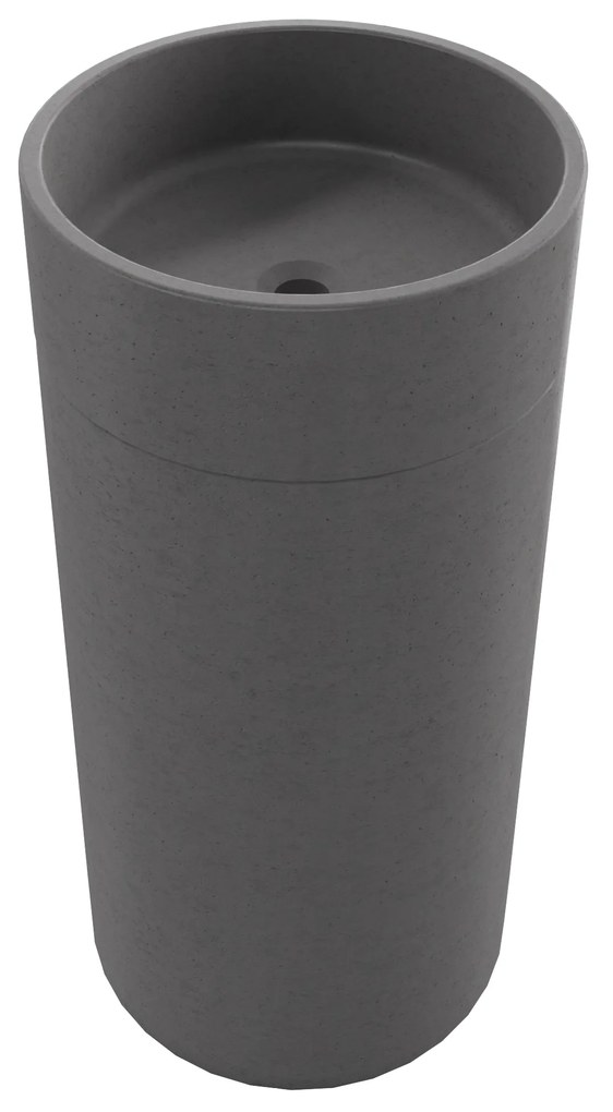 Umywalka betonowa wolostojąca bez otworu na baterię DELIS | Różne kolory : Kolor - Popielaty, Podłączenie syfonu - Do ściany