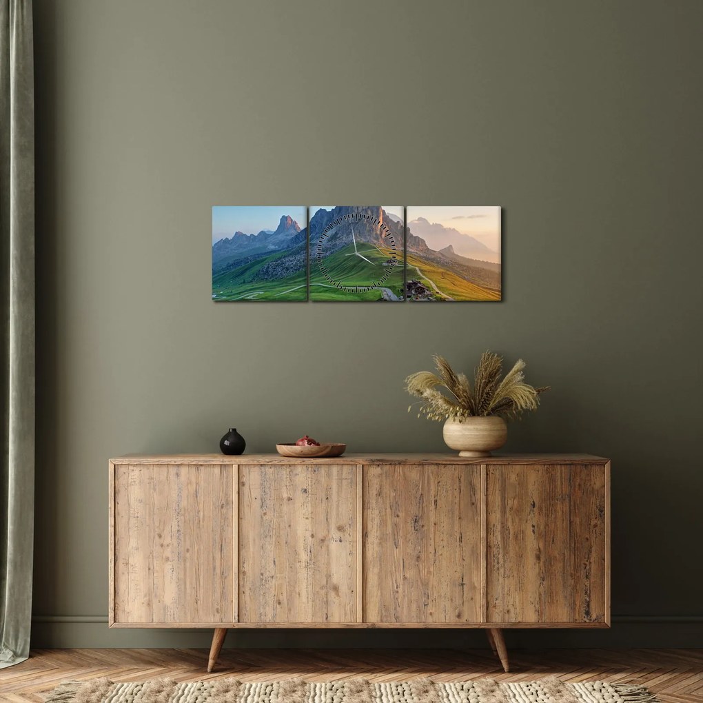 Obraz - Dolomity (z zegarem) (90x30 cm)