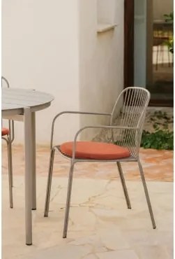 Zestaw 2 Krzeseł Ogrodowych Z Podłokietnikami Ze Stali Anerina Moka Brown & Terracota - Sklum
