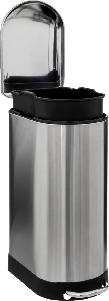 Wąski kosz na śmieci Ariane, ze stali nierdzewnej, z pedałem, 30 l