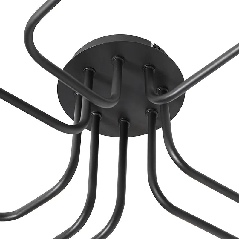 Designerska lampa sufitowa czarna 8-świateł - FacileDesignerski Oswietlenie wewnetrzne