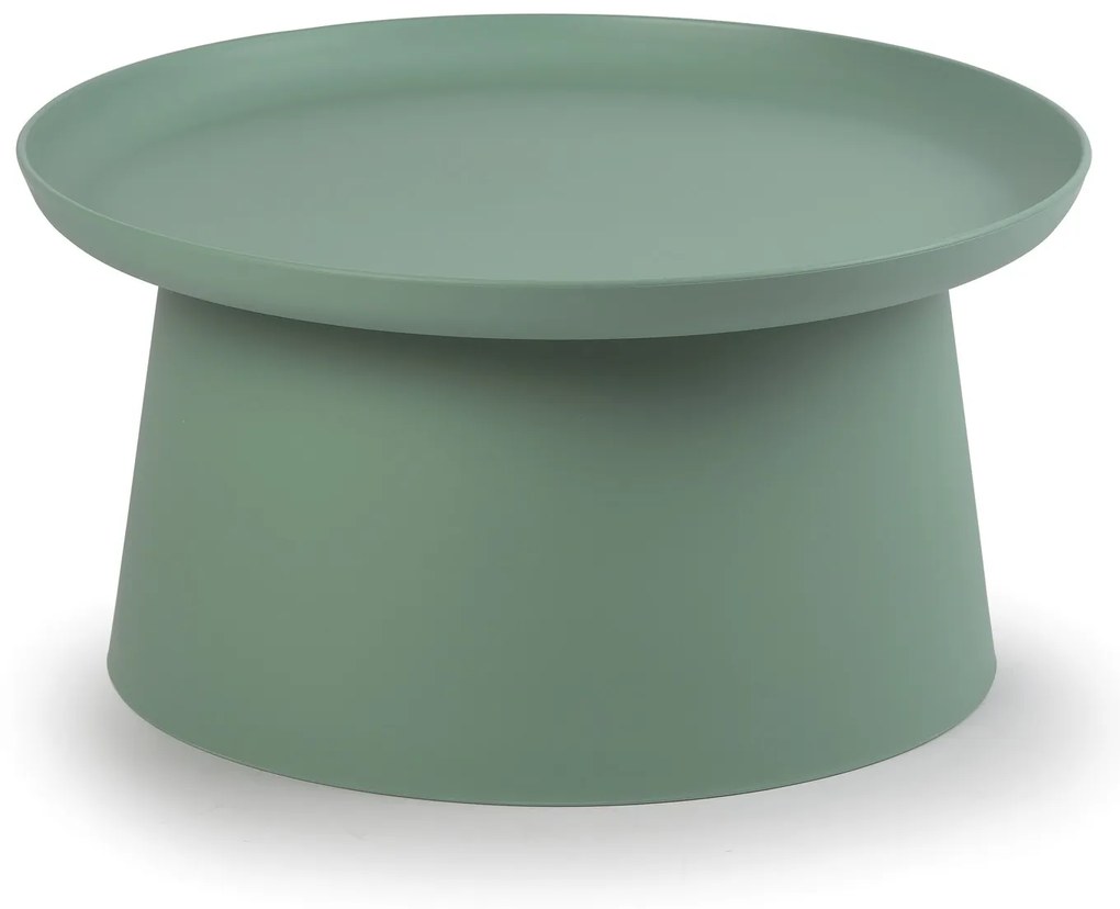 Plastikowy stolik do kawy FUNGO, średnica 70 cm, zielony