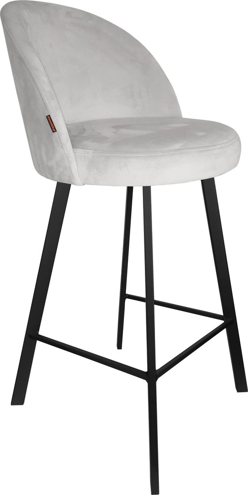 Hoker TRIX krzesło barowe tkanina Welur podstawa metalowa : Kolor nogi - Czarna profil, Kolor tkaniny - VELVET - MG39, Typ siedziska - Siedzisko stałe