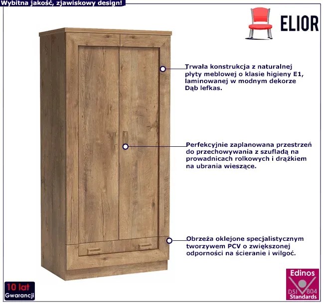 Szafa dwudrzwiowa dąb lefkas - Lorines 8X
